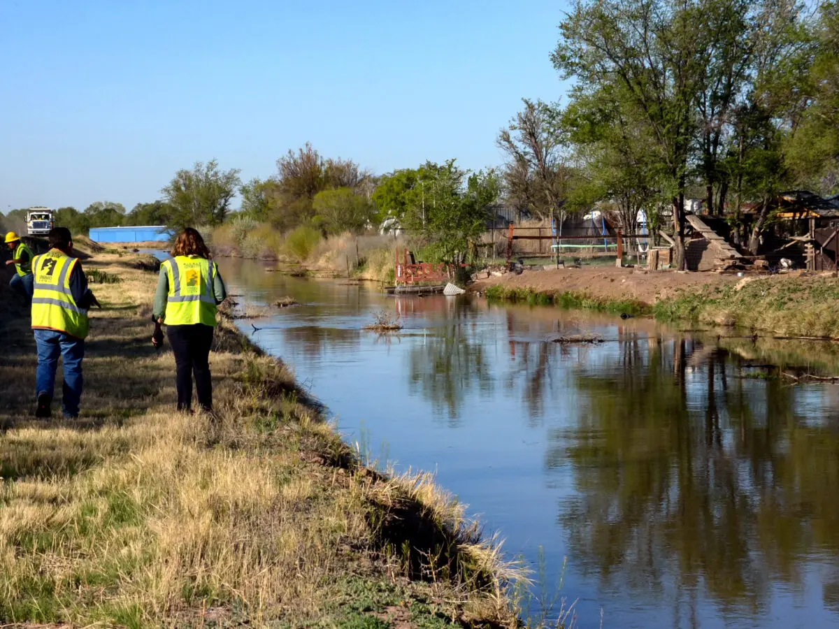 MRGCD staff inspect the Corrales Main Drain