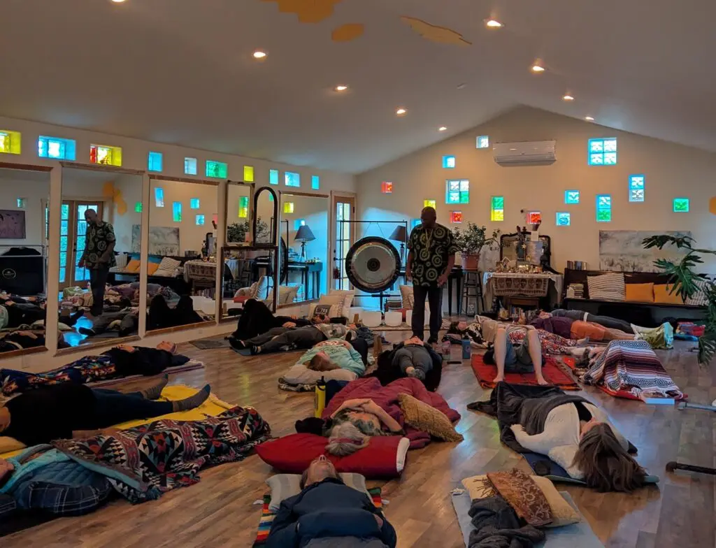 Douglas Cardwell hosting a sound bath (Courtesy of Lotus Sound Bath)