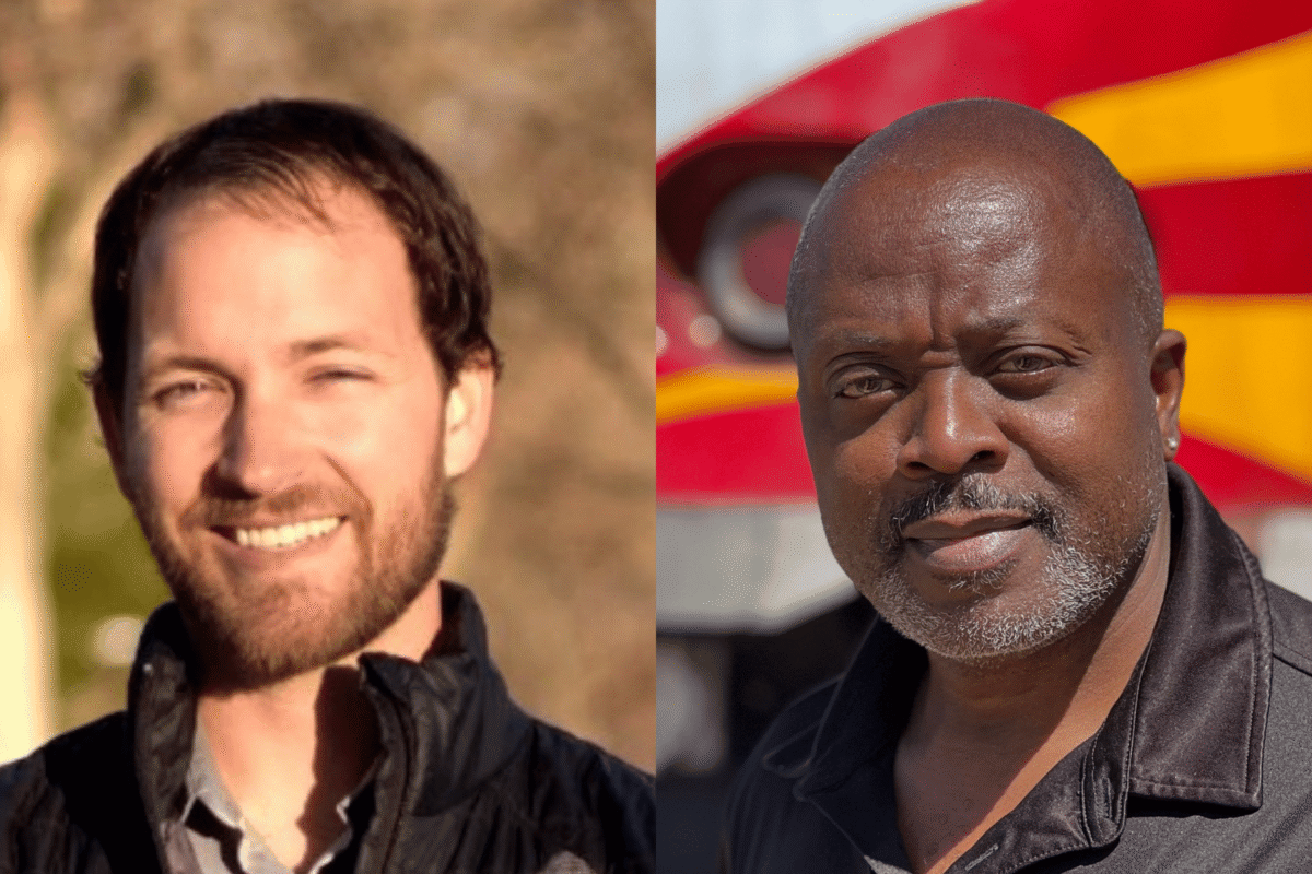 BernCo Commissioner Eric Olivas (l) and challenger Byron Powdrell face off in the June Dem. primary