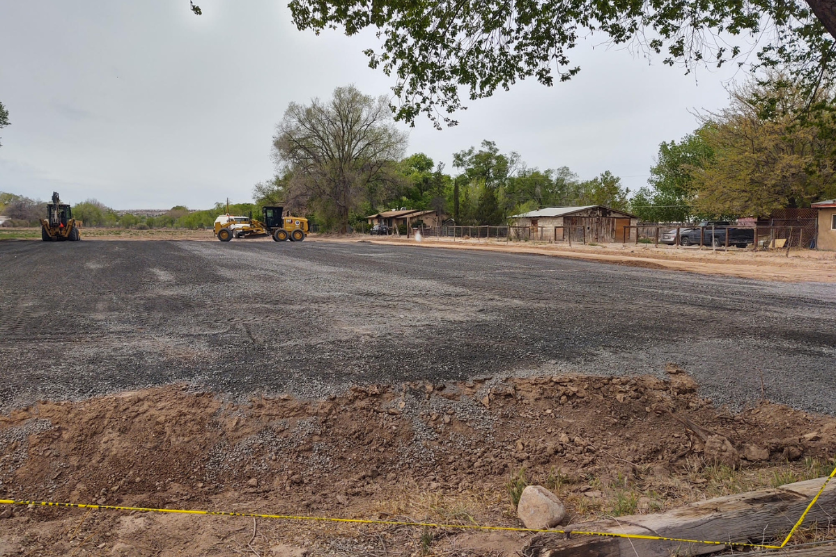 In a letter to the council, Mayor Fred Hashimoto, Village Administrator Melanie Romero and others, Nancy Baumgardner wrote that she spotted several pieces of heavy machinery laying down a layer of rock over a large part of the front of the Gonzales Field. That property is across Corrales Road from the Village Administration Complex. (Courtesy photo)