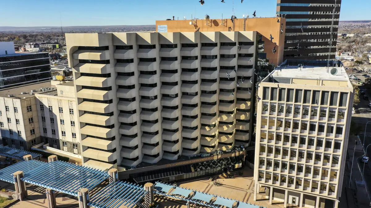 Pictured is Albuquerque city hall in Downtown