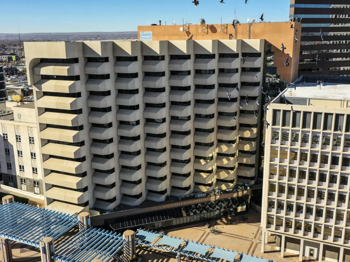 Pictured is Albuquerque city hall in Downtown