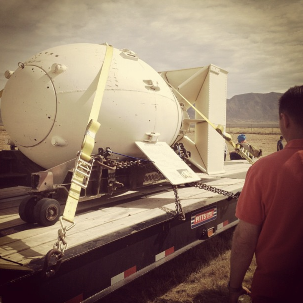 Displayed at the Trinity Site is a Mark 3 atomic bomb casing, the same design as the Fat Man dropped on Nagasaki. (Photo by Ty Bannerman)