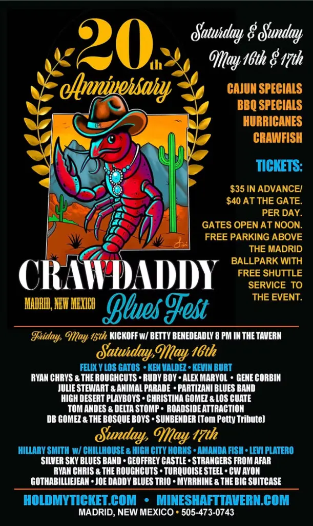 Poster for a blues festival with a crawfish on it