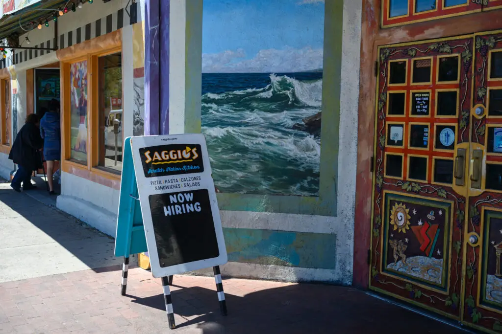 Saggio’s restaurant near UNM  placed a hiring sign Tuesday afternoon. 
Photo by Roberto E. Rosales for the Paper