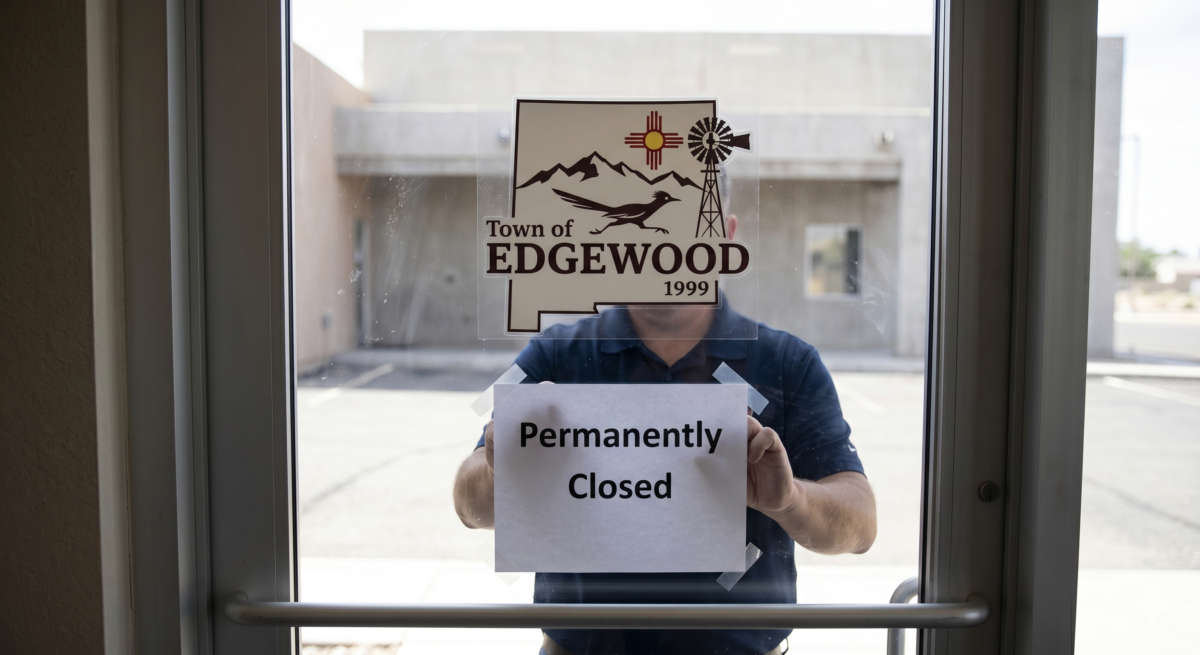 Illustration showing closure of town hall in Edgewood