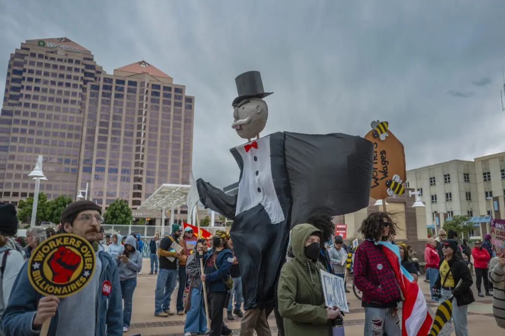 Friday was International Workers’ Day with more than 25 local labor unions and community organizations gathered for a rally and a march at Albuquerque Civic Plaza. Roberto E. Rosales for the The Paper