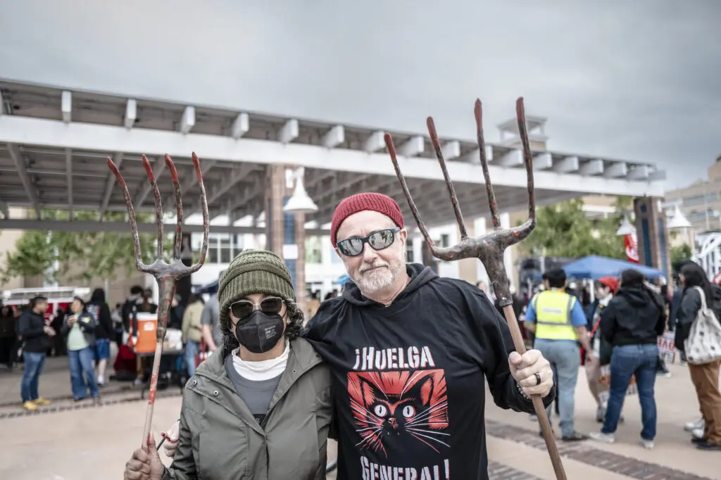 Friday was International Workers’ Day with more than 25 local labor unions and community organizations gathered for a rally and a march at Albuquerque Civic Plaza. Roberto E. Rosales for the The Paper