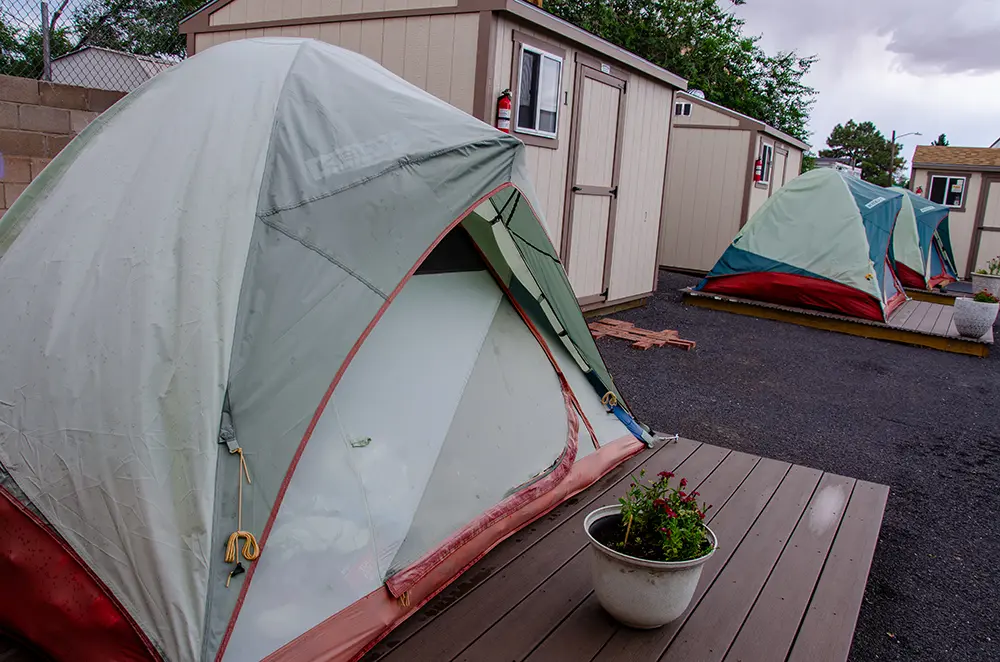 Tents located at the New Creation Church are the city's only Safe Outdoor Space in Albuquerque (Jesse Jones)