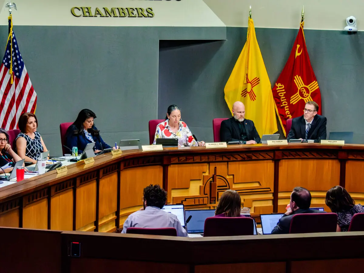 The Albuquerque City Council during the April, 6 meeting in the Vincent E. Griego Chambers. Credit: Jesse Jones