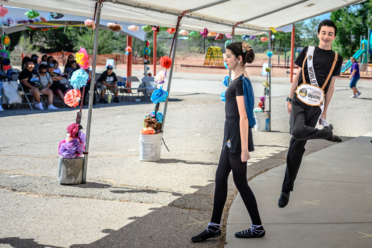 May 15 was Cultural Day at Carroll Elementary School in Bernalillo where classes studied different cultural aspects from different countries and celebrated by interpreting musical acts based on that country. Pictured is 15 year-old Max Padilla, right, performing with the Irish dance group BrIght Burn of Rio Rancho. Photo by Roberto E. Rosales for the Paper