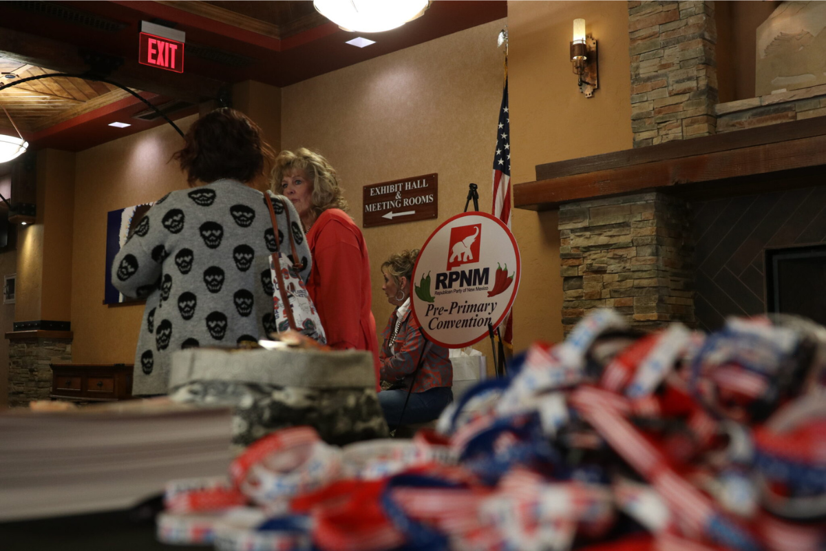 The New Mexico Republican Party still has no leader following a failed vote June 20, 2026, in Las Cruces. Above: Republicans gather at the party’s pre-primary convention in Ruidoso on March 7, 2026. (Danielle Prokop/Source NM)