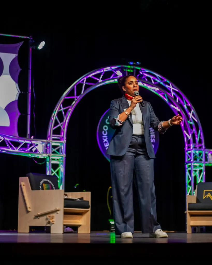 Shani Harvie speaking at CreativeCon 2026 in Carlsbad (Courtesy of Creative Industries Division at Economic Development New Mexico)