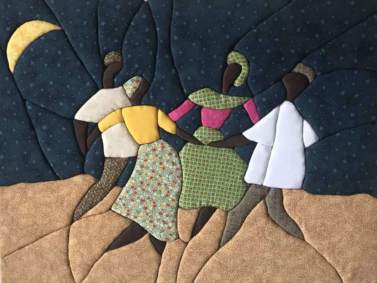 "Hush...Somebody's Callin' My Name!", Punch Quilt, 24" x 18" x 1" (Courtesy of Gwen Triay Samuels)