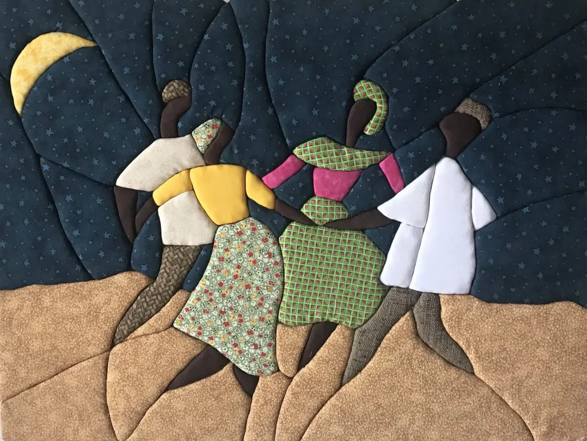 "Hush...Somebody's Callin' My Name!", Punch Quilt, 24" x 18" x 1" (Courtesy of Gwen Triay Samuels)