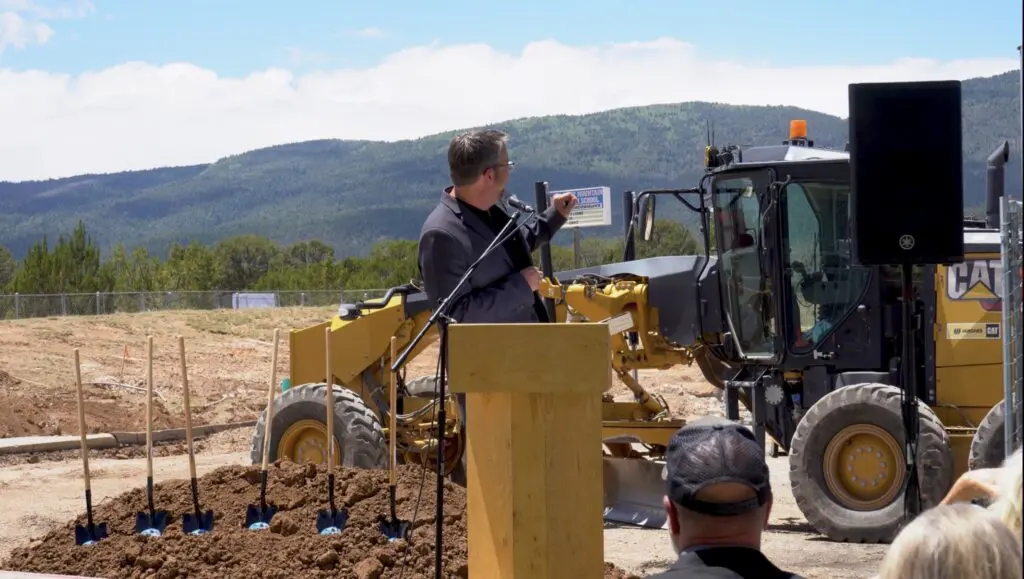 Trey Smith speaks during a groundbreaking ceremony at East Mountain Schools, Jun. 2026 (EMHS)