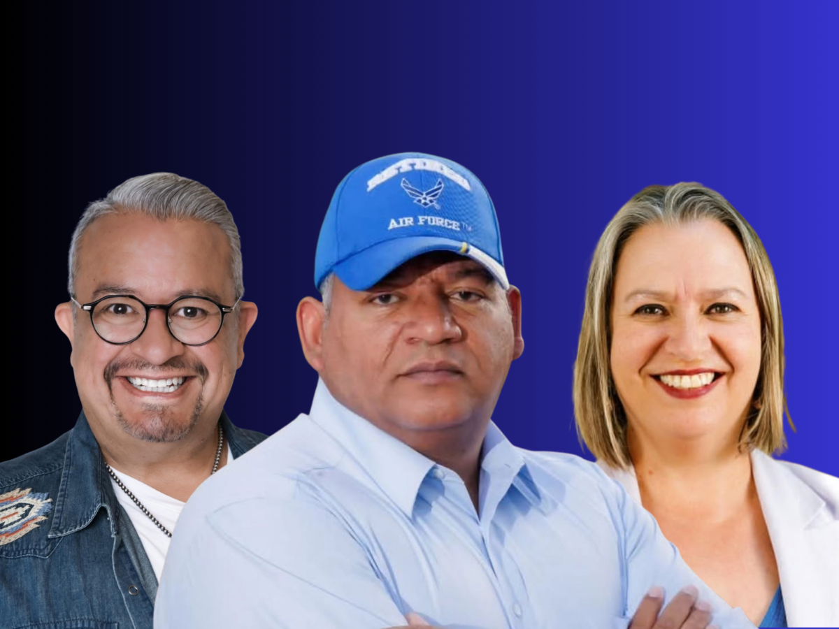 State Sen. Leo Jaramillo (l), State Sen. Harold Pope and Land Commissioner Stephanie Garcia Richard