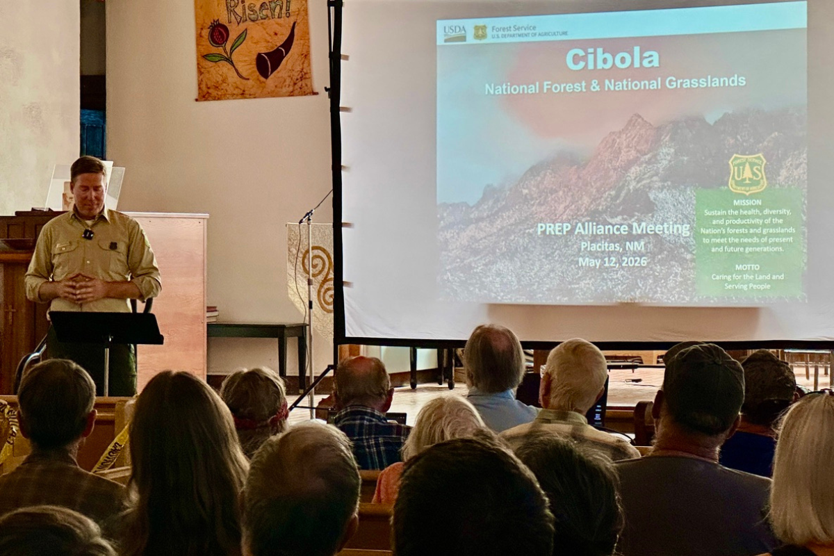 Ken Born, who is the District Ranger with the US Forest Service, Sandia District & Cibola National Forest & National Grasslands, talks at a Placitas PREP meeting in May. (Courtesy photo)