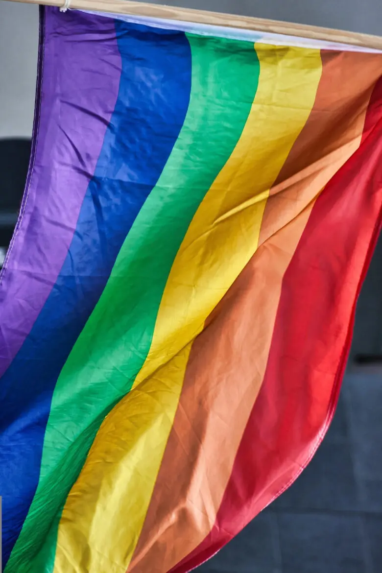 A rainbow striped Pride flag