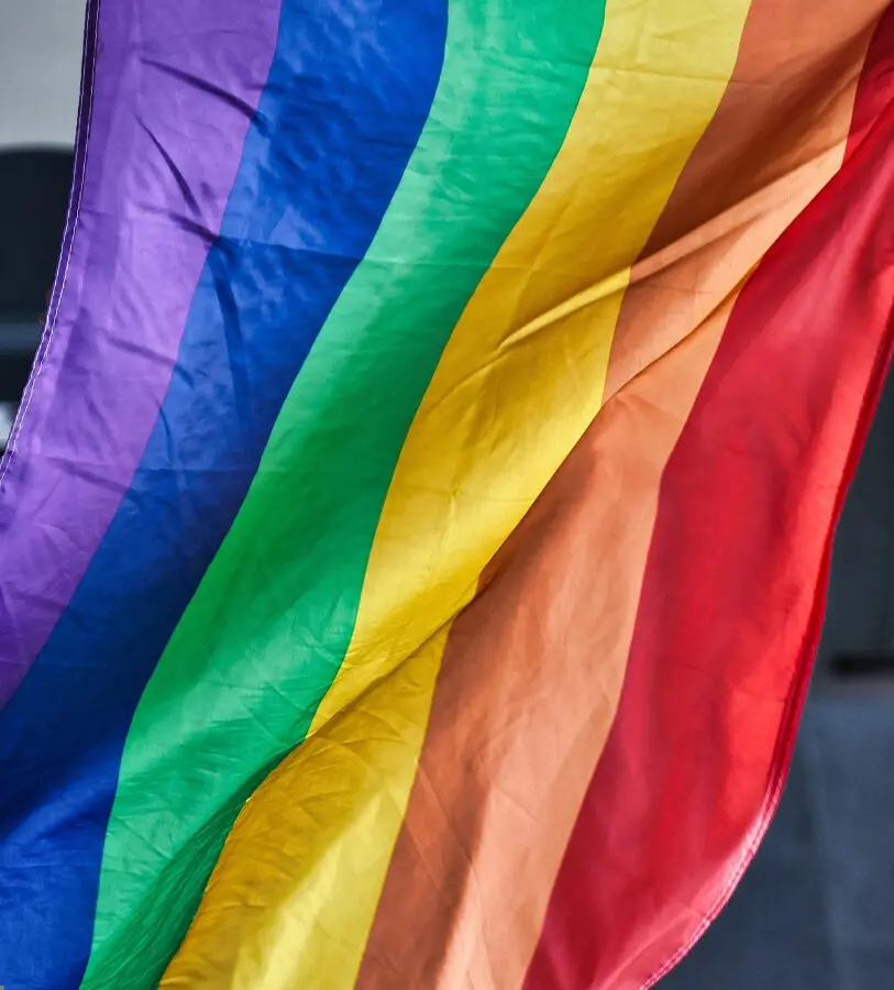 A rainbow striped Pride flag