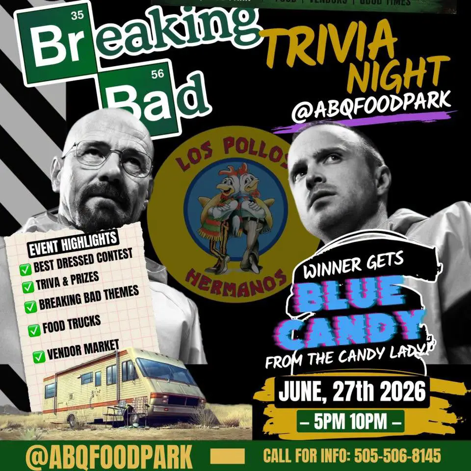 A poster for Breaking Bad Trivia with Walter White and Jessie Pinkman.