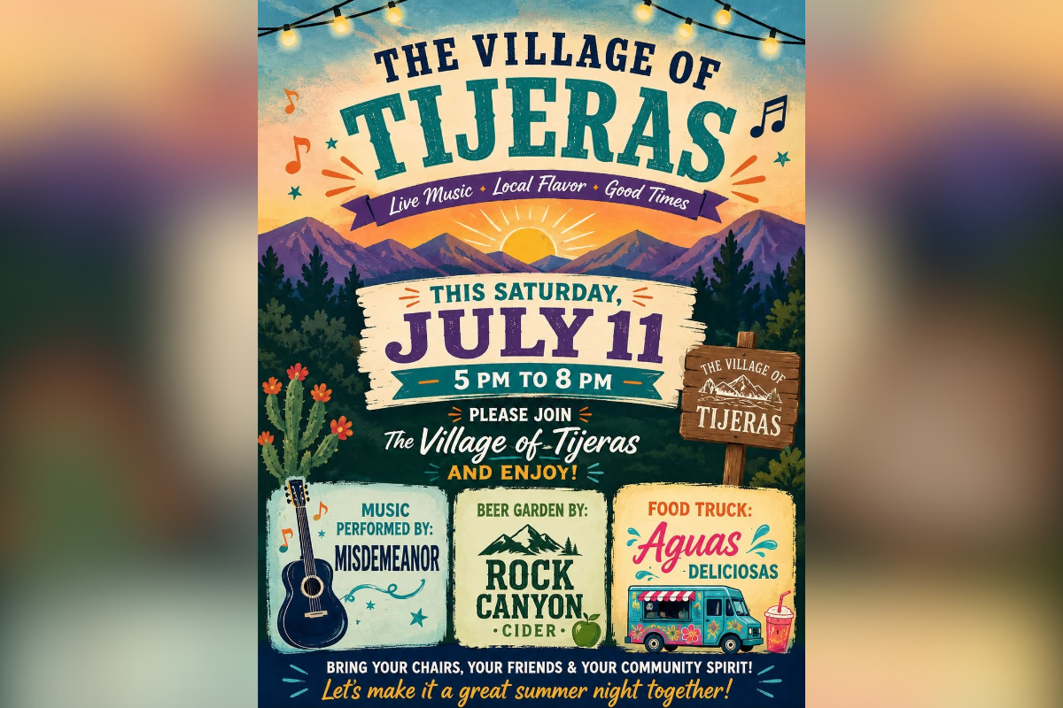 The Village of Tijeras invites neighbors to trade their porches for lawn chairs Saturday, July 11, when a community night out takes over Veterans Memorial (Luis Garcia) Park from 5 to 8 p.m.