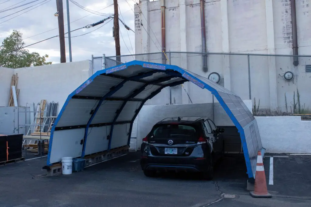 A solar powered car charger created by two members of Quelab (Photo by Sara Atencio-Gonzales)