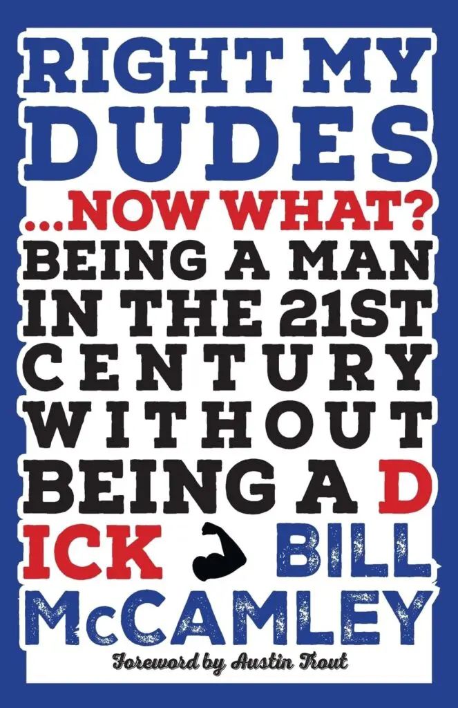 Typographic cover for the book Right My Dudes.