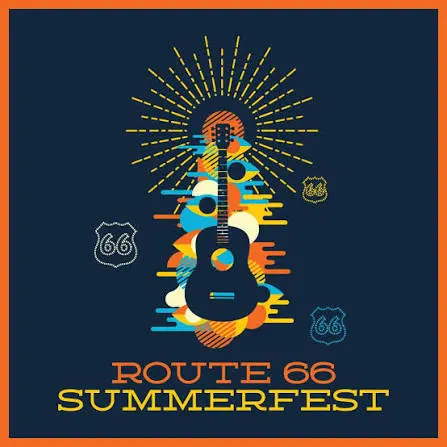 A poster for Route 66 Summerfest featuring a guitar.