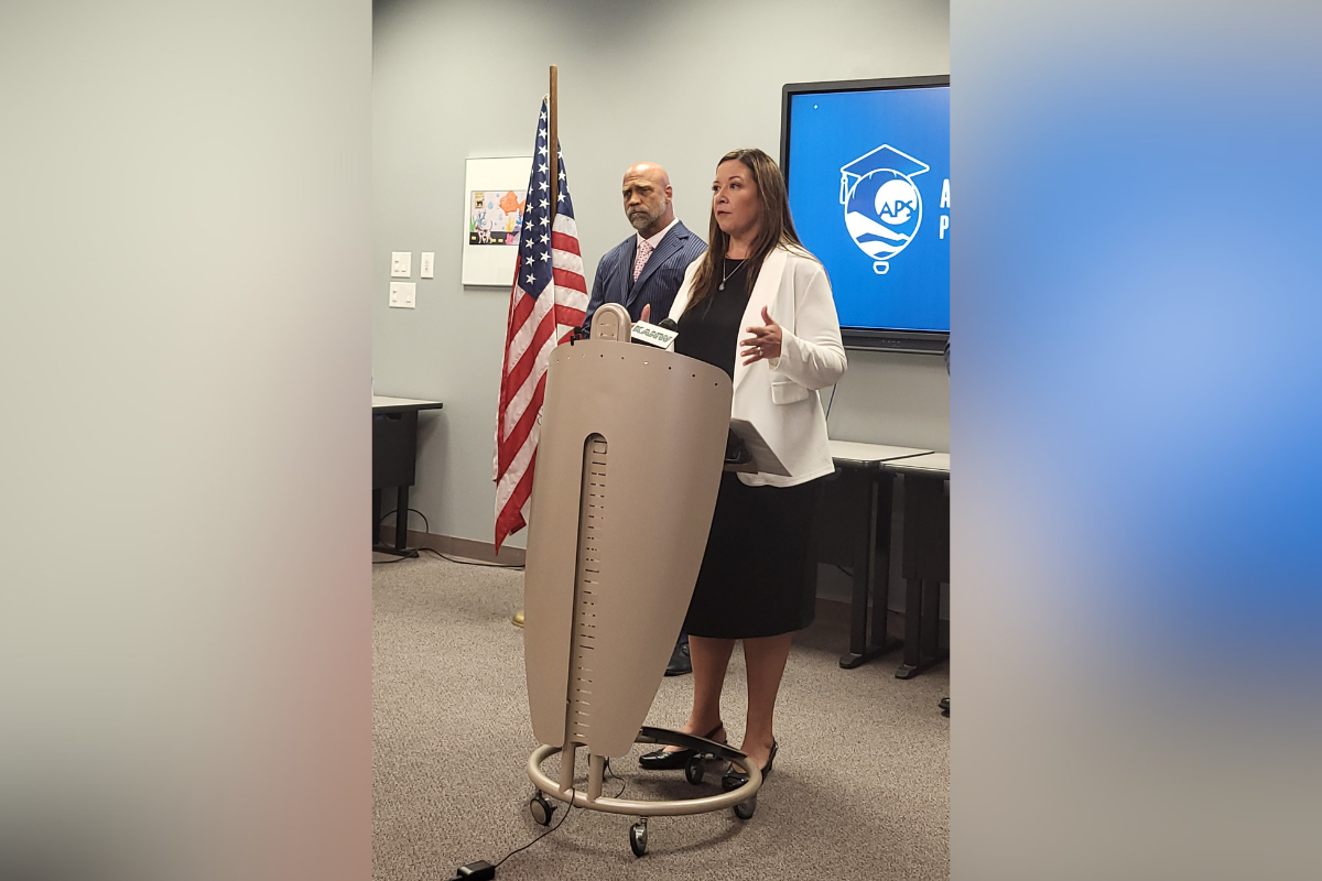 APS Superintendent Gabriella Durán Blakey speaks at a press conference on Monday. (Rodd Cayton)