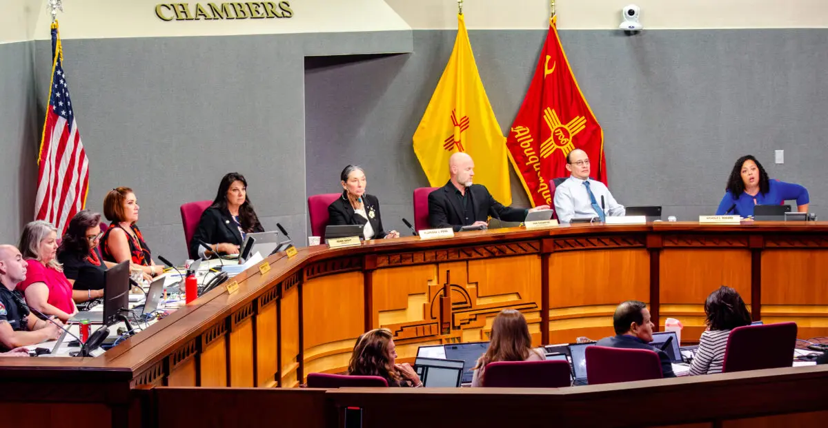 The Albuquerque City Council met at City Hall on Aug. 3, 2026. Councilors voted 7-2 to block a proposed gross receipts tax increase from appearing on the November ballot. (Jesse Jones)