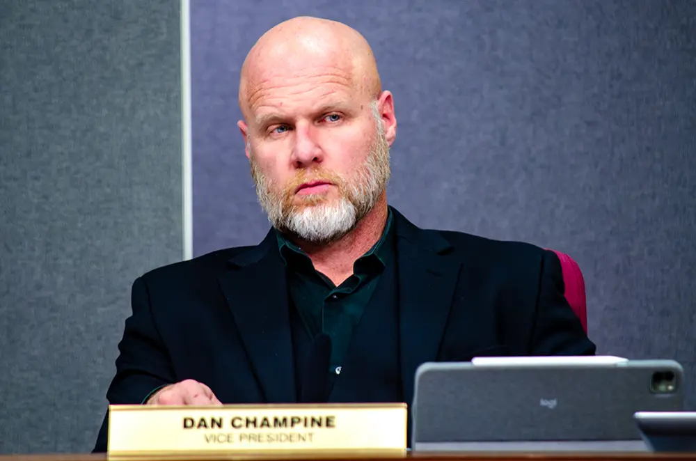Council Vice President Dan Champine listens during the Aug. 3 Albuquerque City Council meeting, where he sponsored the charter amendment. (Jesse Jones)