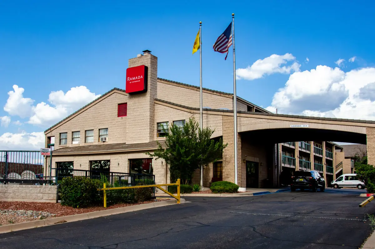 Empower Health Service’s overnight shelter operates out of the former Ramada by Wyndham Albuquerque Airport at 2300 Yale Blvd. SE. The shelter opened in November 2025 without a required permit. (Jesse Jones)