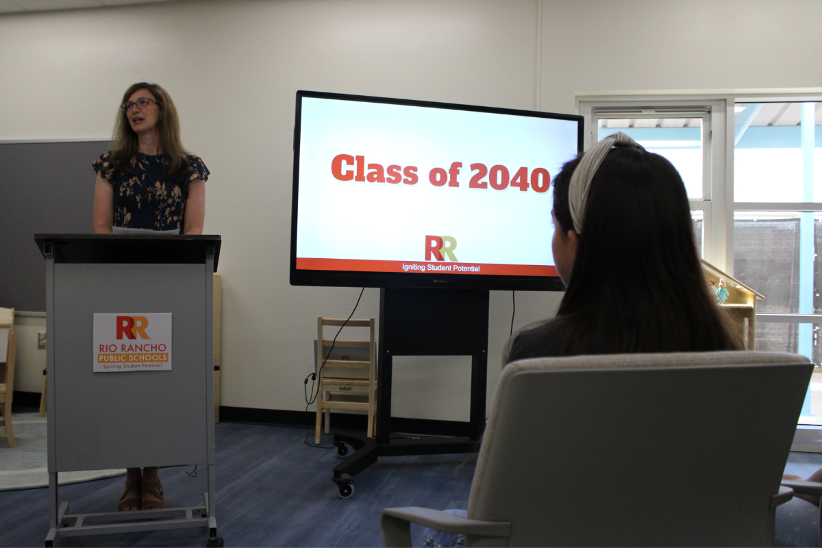 Brittany Behenna Griffith, Puesta del Sol Preschool principal, speaks at a press conference on Aug. 10. (Julian Paras)