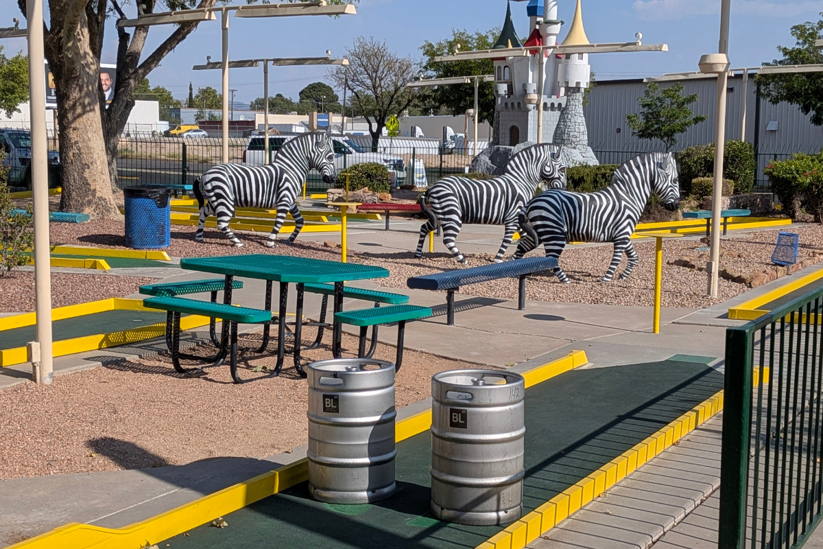 Scott Salvas, the Rio Rancho brewer behind Brew Lab 101, is resurrecting the long-dormant Putt-Putt Golf and Games course at 5100 San Mateo Blvd. NE in Albuquerque — rebranded as Putts N Pints — with a soft public opening expected within weeks and a grand opening targeted roughly a month out, Salvas told The Paper. On Aug. 11. (Kevin Hendricks)