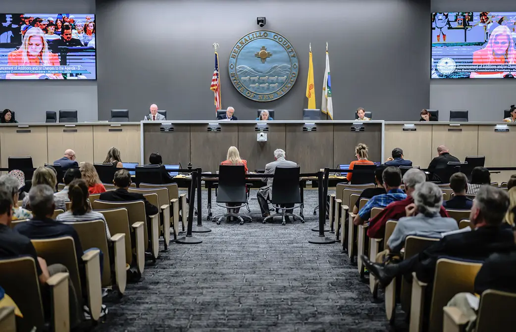 The Bernalillo County Board of Commissioners held a public hearing Tuesday, August 11, 2026, at 5 p.m. at the Ken Sanchez Commission Chambers
Photo by Roberto E. Rosales for the Paper