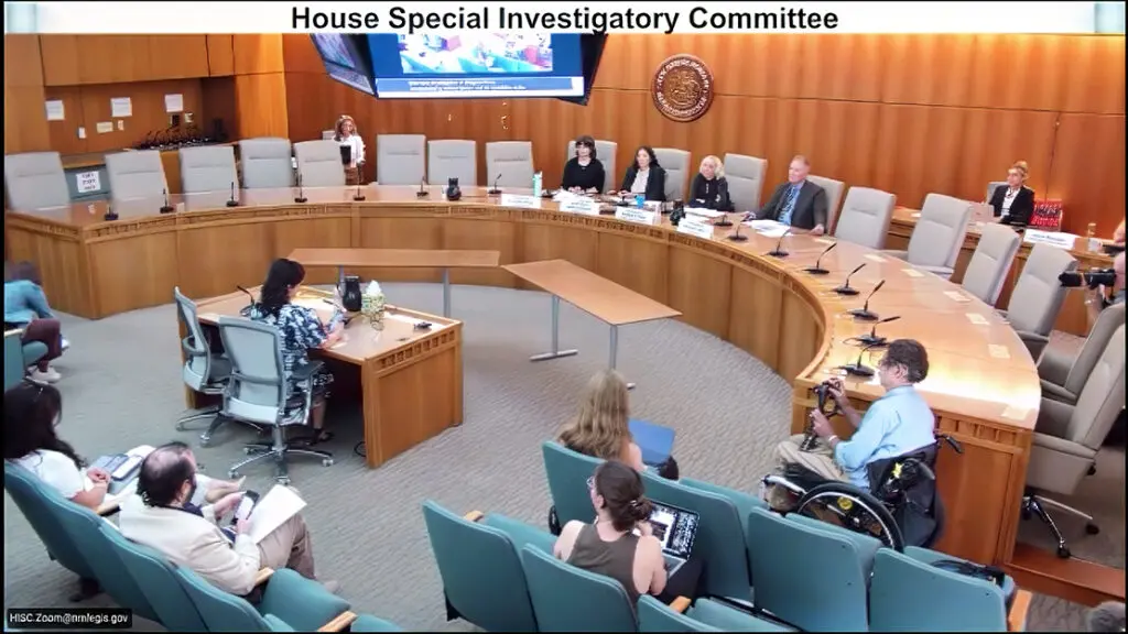 Survivor Rachel Benavidez addresses the Survivors' Truth Commission at the Roundhouse on Aug. 3, 2026.(Screenshot)