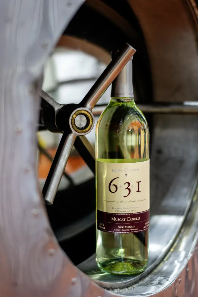 A bottle of white wine from Lescombes Family Vinyard (Courtesy of Lescombes Family Vineyards)