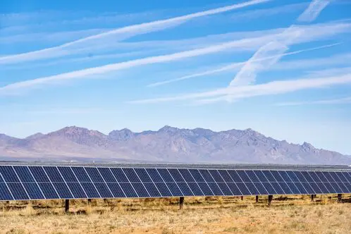 A solar array at another NextEra Energy Resources project in New Mexico. The company is proposing the 300-megawatt Magpie Energy Center, a solar and battery storage project in Bernalillo County. (Photo courtesy of NextEra Energy Resources)