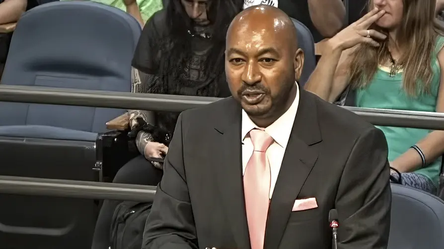 Joshua Boone, Mayor Tim Keller’s pick for city attorney, speaks with Albuquerque City Councilors during Wednesday’s meeting. The council unanimously confirmed Boone before overriding Keller’s veto of an ordinance giving the council more oversight of the City Attorney’s Office. (GovTV)