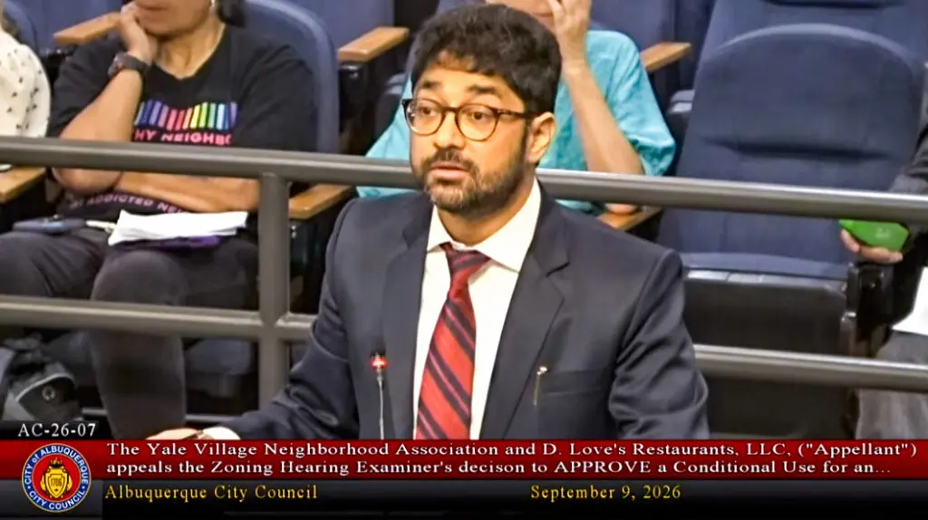 Dr. Karan Mahajan, CEO of Empower Health Services, speaks during a City Council meeting about the overnight shelter near the Sunport. (GovTV)