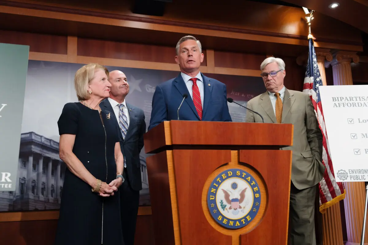 US Sen Martin Heinrich, D-NM (speaking), and others introduce the American Affordability and Jobs Act (Courtesy Photo, Oct 2026)