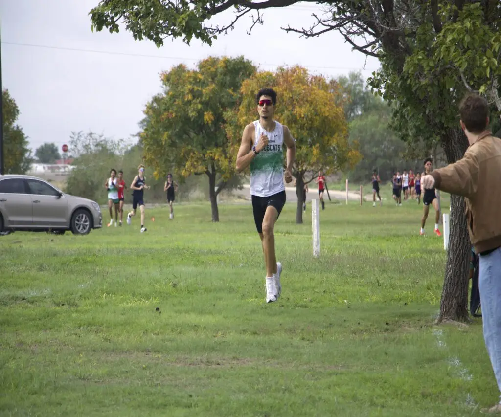 Hagerman senior Fernando Zamora leads the race at the Pecos Valley Invitational