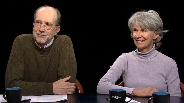 Peace Talks Radio cofounders Paul Ingles and Suzanne Kryder being interviewed at KNME-TV in 2014. (Courtesy of Paul Ingles)