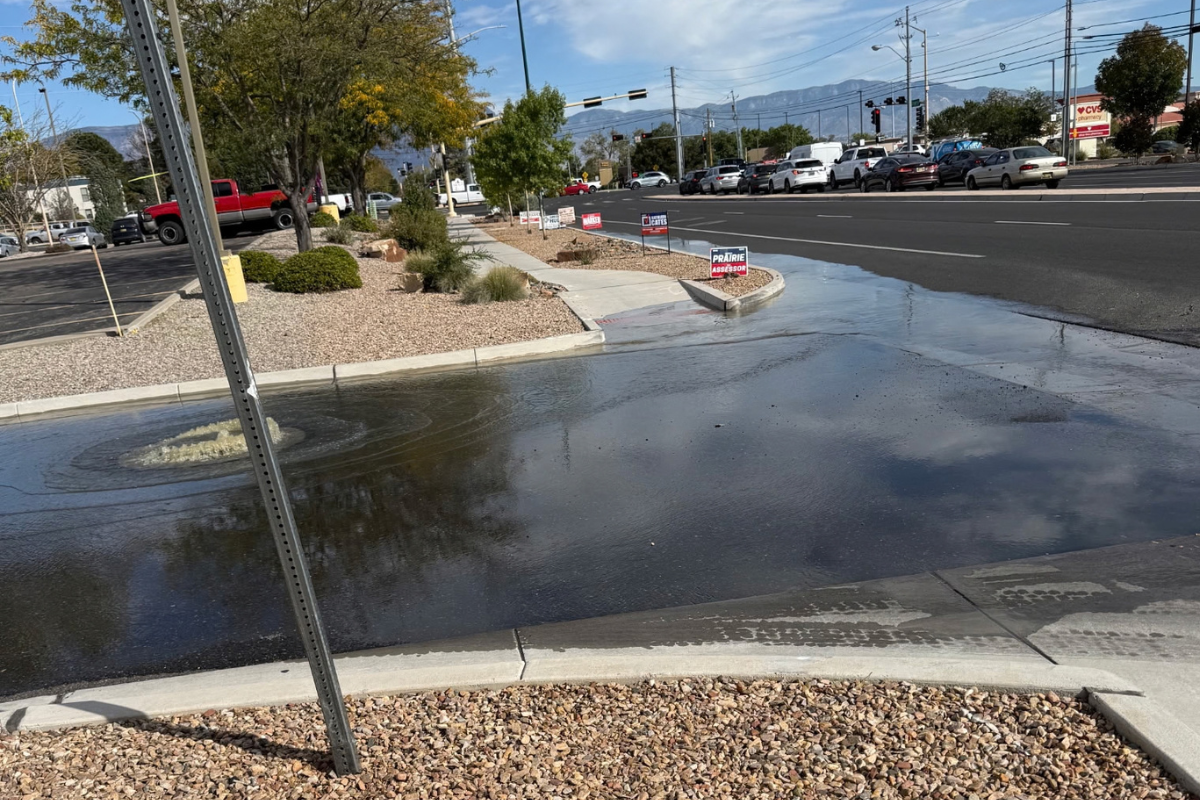 Sewage flows from a manhole near NM 528 and Southern Boulevard on Wednesday, Oct. 7. (Courtesy photo)