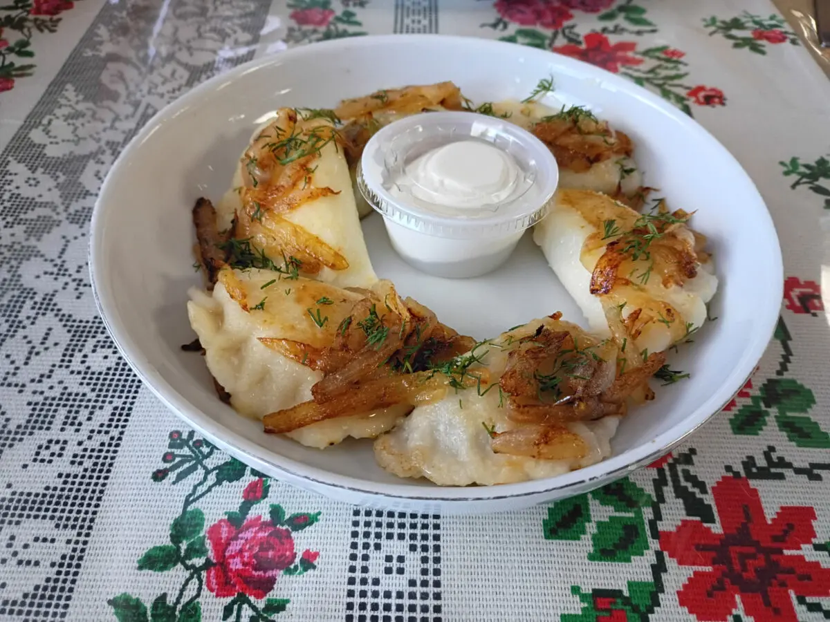 A plate of Polish pierogies.