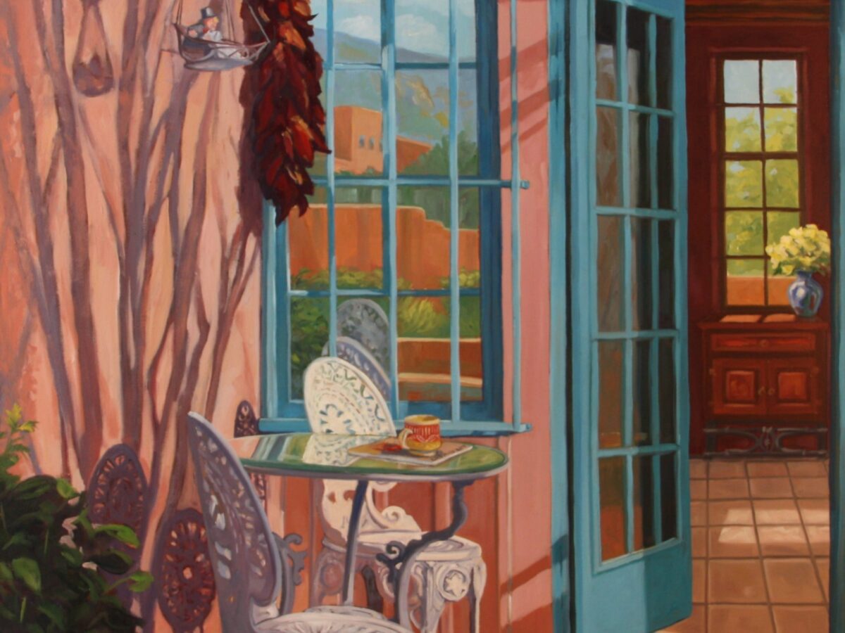 Corner Comforts, Colleen Z Gregoire, oil on canvas, 30” x 24” (Source: Wild Hearts Gallery)