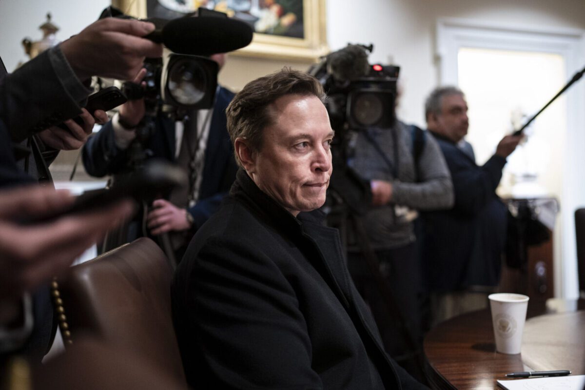 Elon Musk listens as President Donald Trump speaks during a Cabinet meeting at the White House on Thursday. Jabin Botsford/The Washington Post