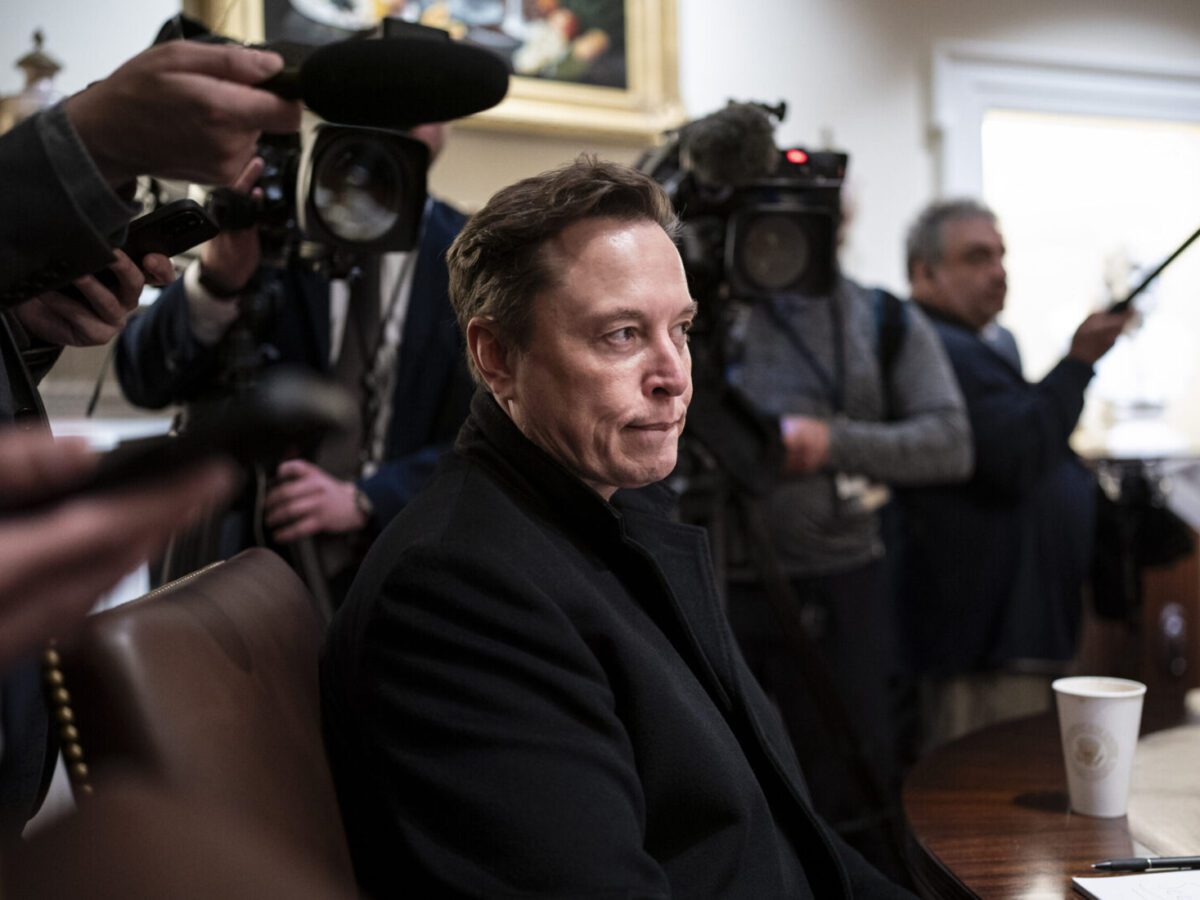 Elon Musk listens as President Donald Trump speaks during a Cabinet meeting at the White House on Thursday. Jabin Botsford/The Washington Post