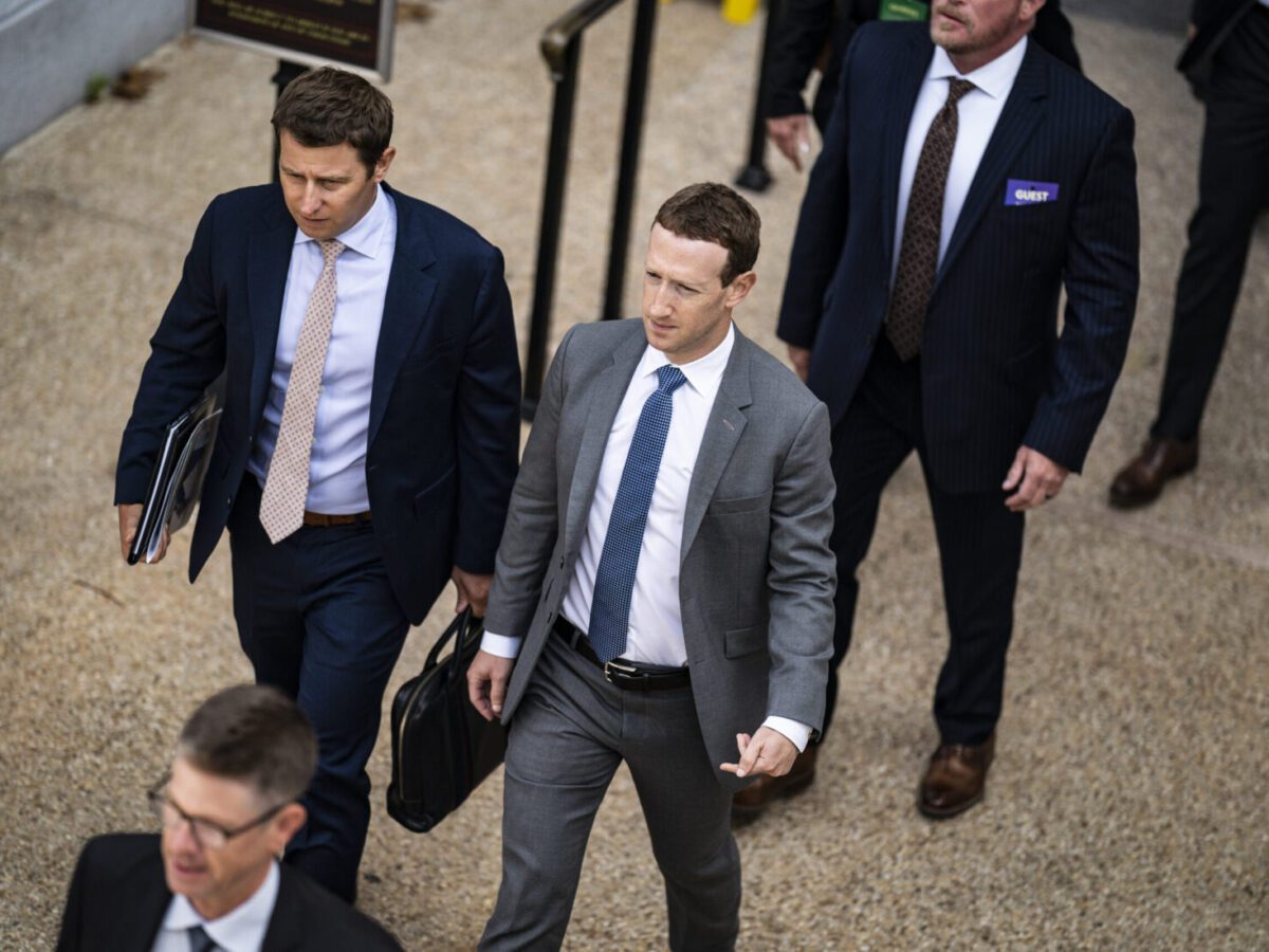 Meta CEO Mark Zuckerberg leaves an event on Capitol Hill in September 2023.